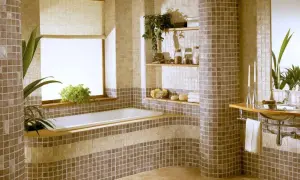 Особенности декорирования ванной комнаты мозаичной плиткой