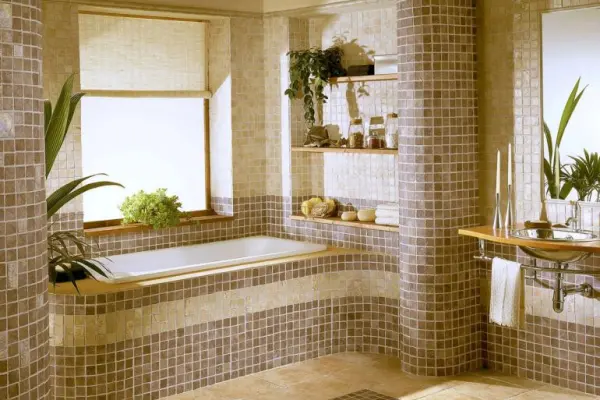 Особенности декорирования ванной комнаты мозаичной плиткой