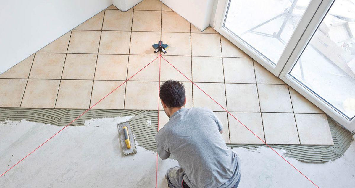 Layout for porcelain tile installation