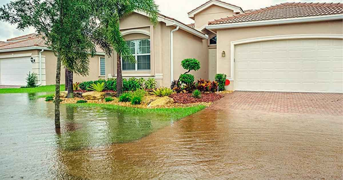 flooding of a home foundation after rain